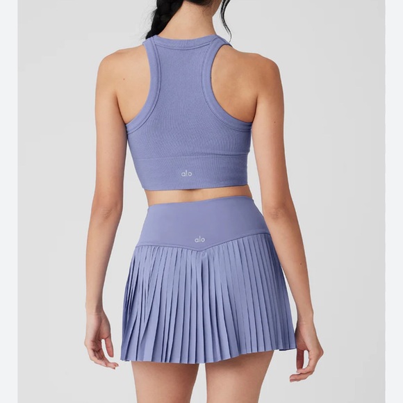 NWT ALO YOGA Seamless Delight High Neck Bra Lilac Blue Sz L - Picture 2 of 6